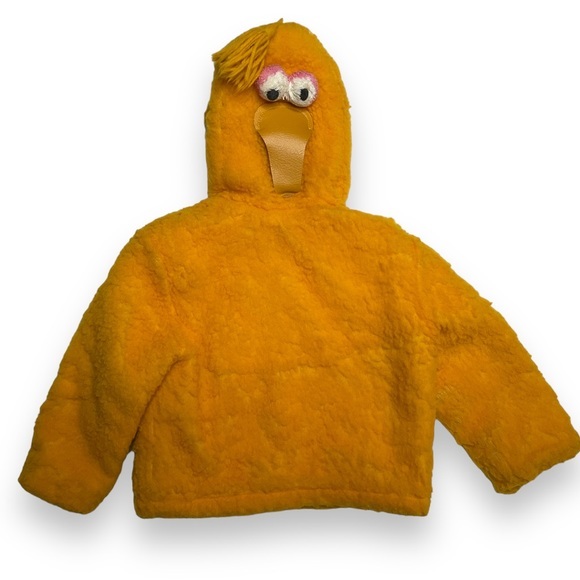 Rare Vintage Sesame‎ Street Muppet Big Bird Zip Hooded Fuzzy Jacket Yellow - Picture 6 of 13